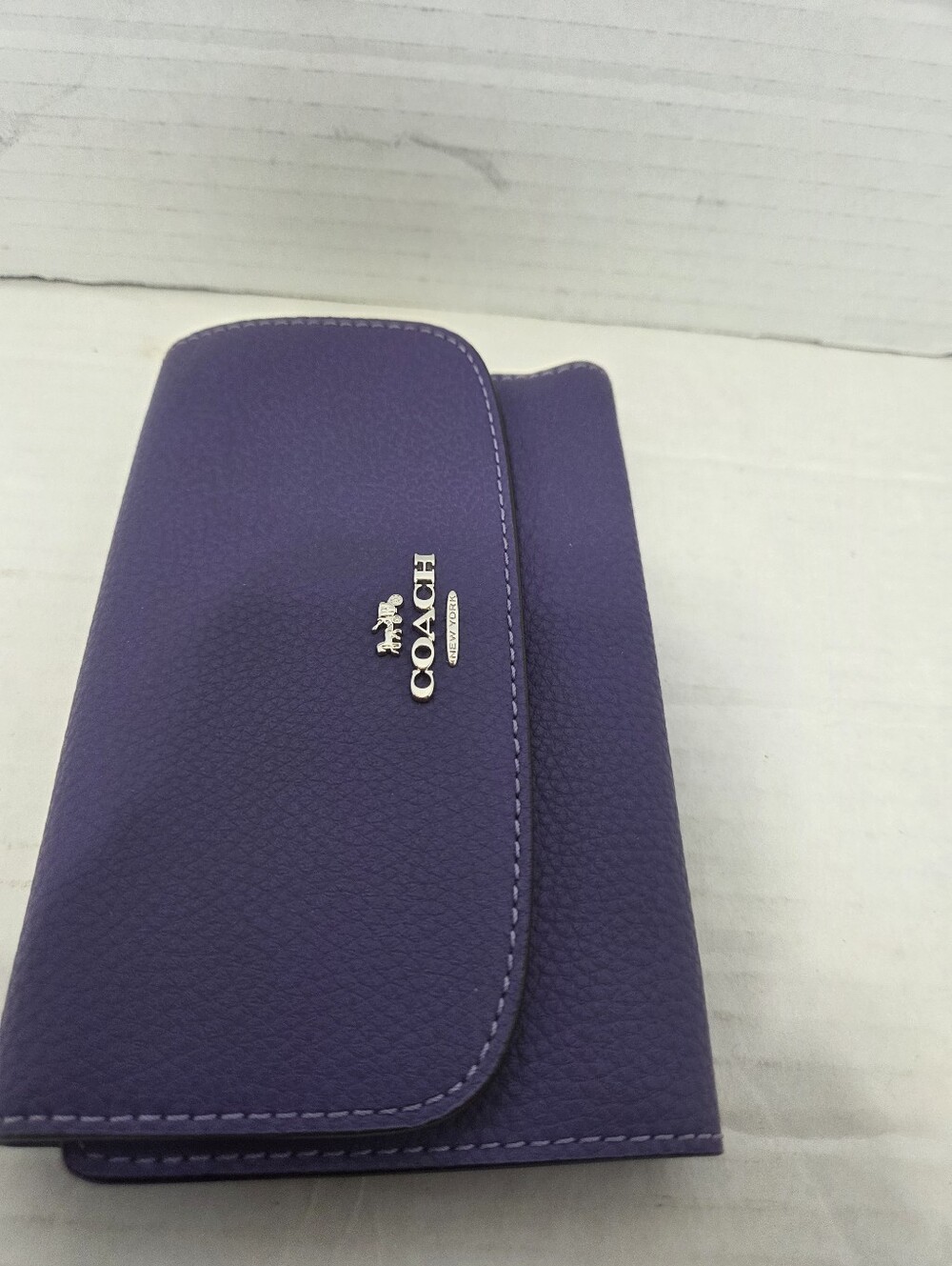 Coach Purple Pebbled Leather Medium Envelope Wallet - Picture 2 of 8